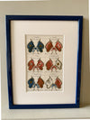 Fifteen French heraldic flags framed in royal blue