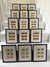 Fifteen French heraldic flags framed in royal blue
