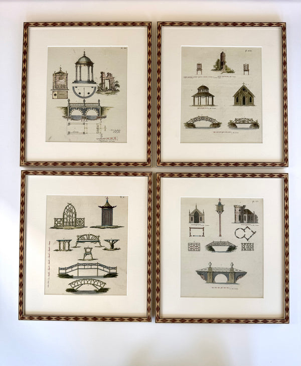 Four Dutch Architectural Engravings showing bridges, 1802