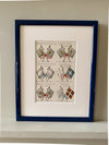 Fifteen French heraldic flags framed in royal blue