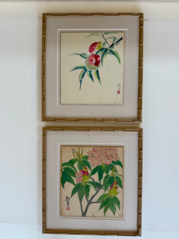 Pair of vintage Japanese paintings