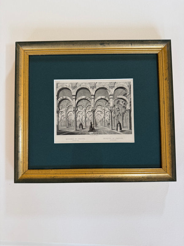 Pair of engravings of grand European interiors