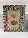 Antique egg prints in green/red art paper frames