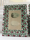 Antique egg prints in green/red art paper frames